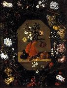 Juan de  Espinosa surrounded by a wreath of flowers and fruit oil painting reproduction